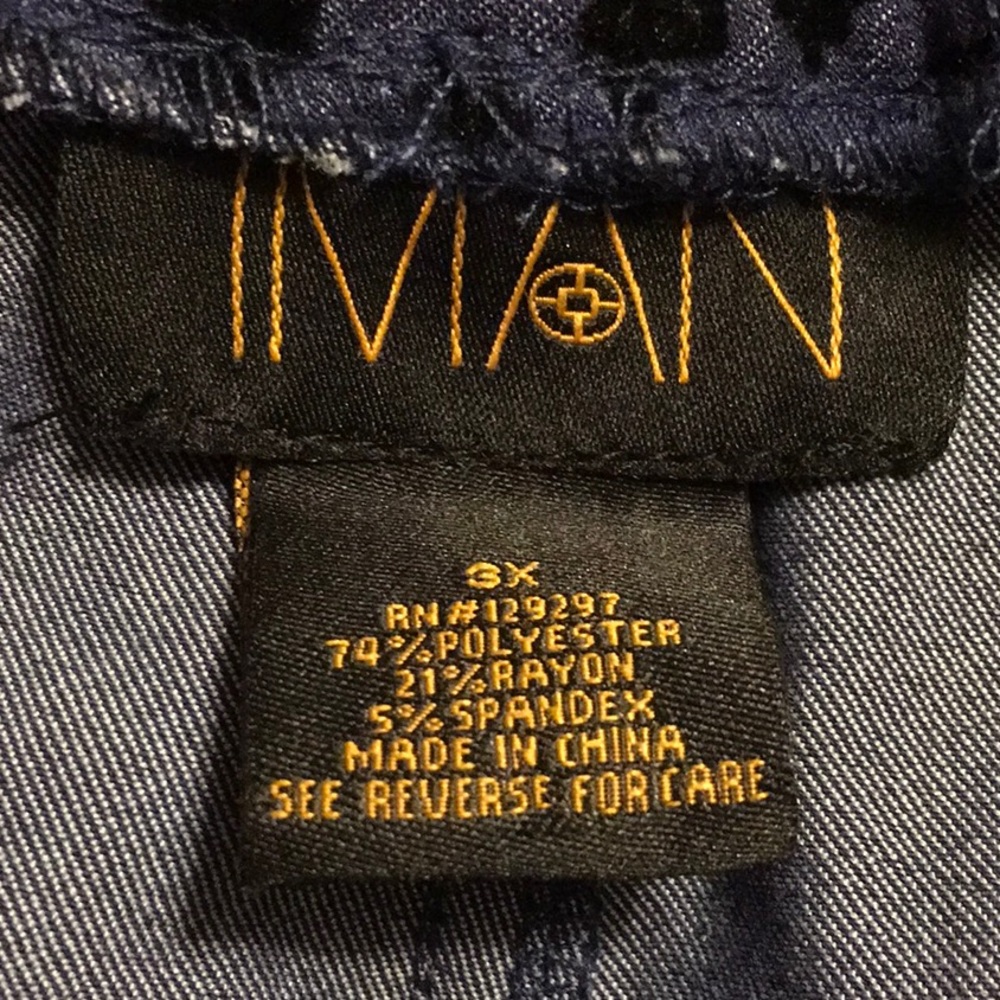 EUC,IMAN,Indigo blue cheetah print,3X,30”inseam FLATFRONT,GATHERED WAIST,Pockets